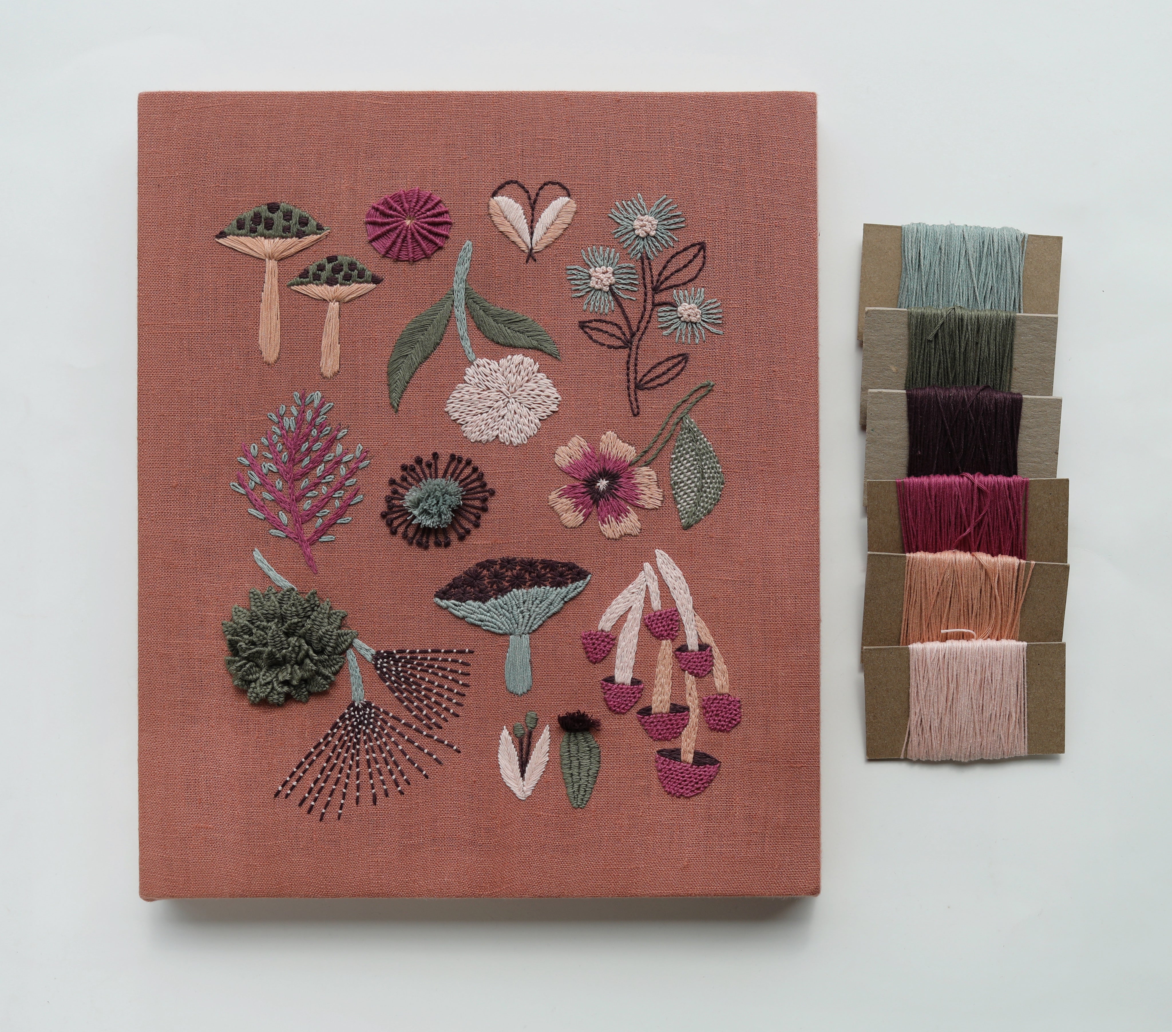 WALL ART - botanical embroidery terracotta