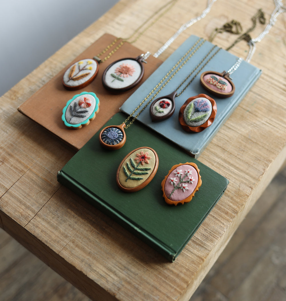 EMBROIDERED necklaces and charms