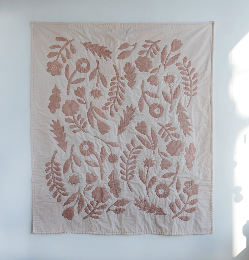 WHOLE CLOTH THROW QUILT - flora