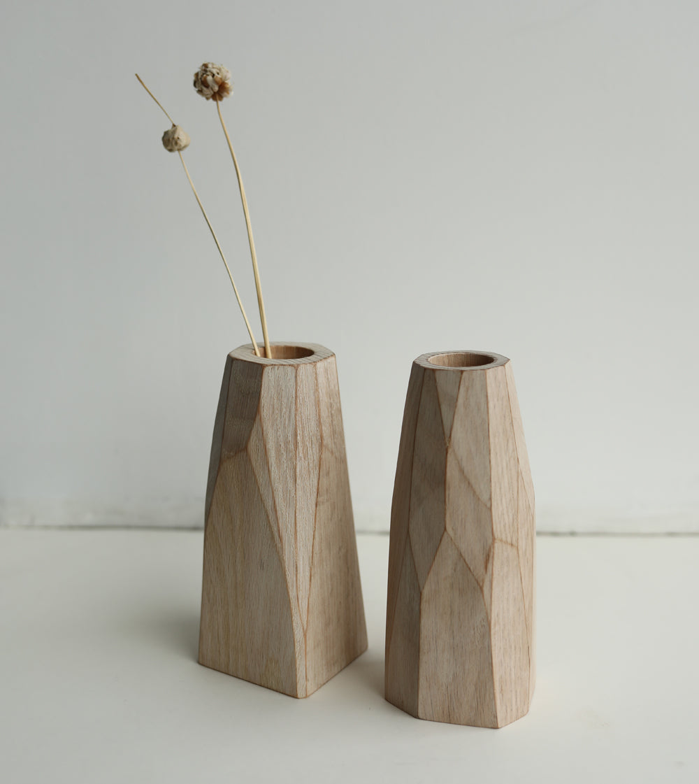 WOOD BUD VASE - facet