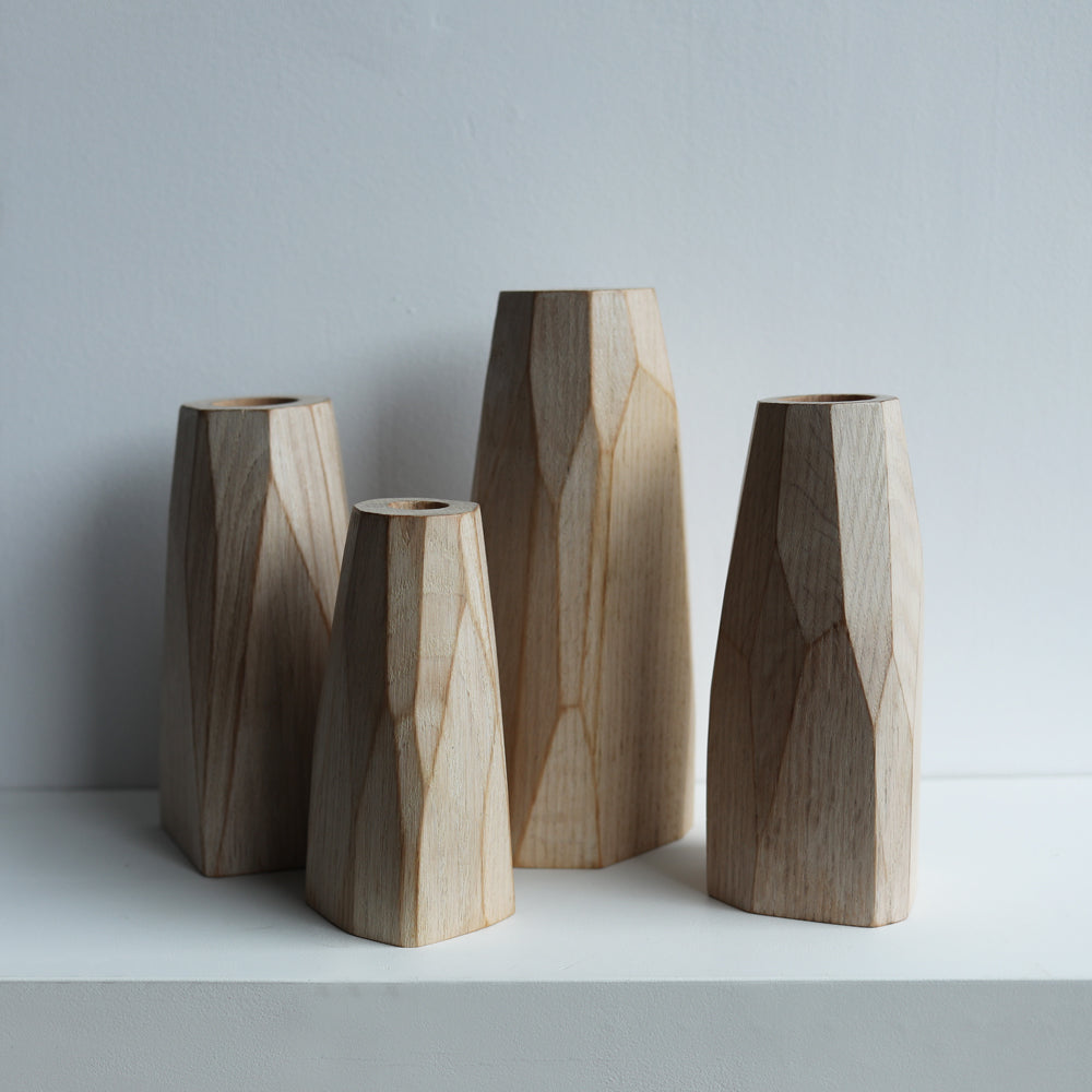 WOOD BUD VASE - facet