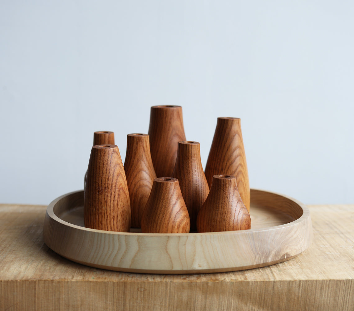 WOOD BUD VASE - red oak