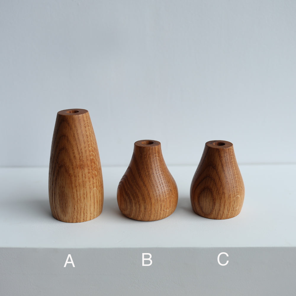 WOOD BUD VASE - red oak