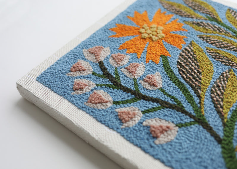 orange flower - PUNCH NEEDLE