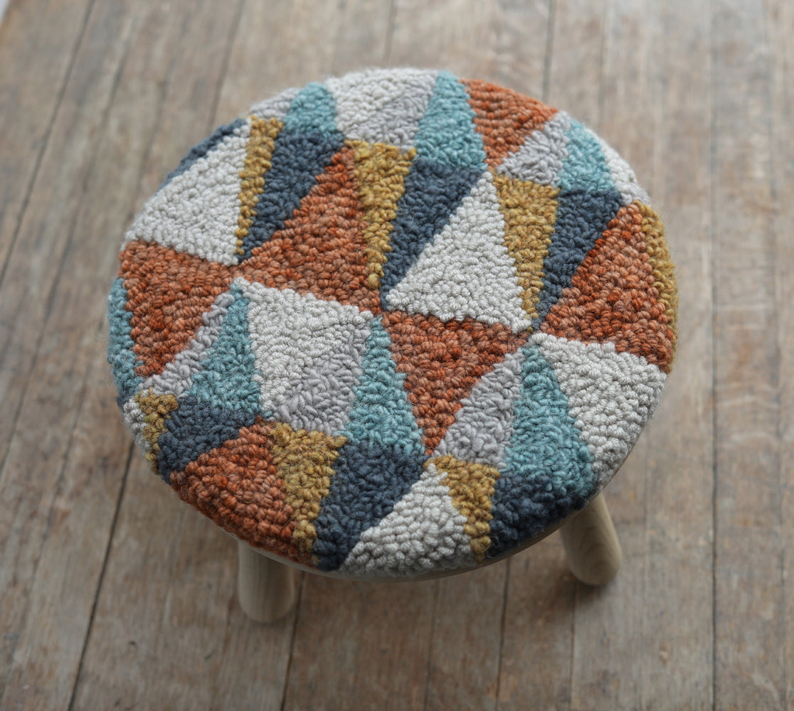 WOOD STOOL no.6 with punch needle top