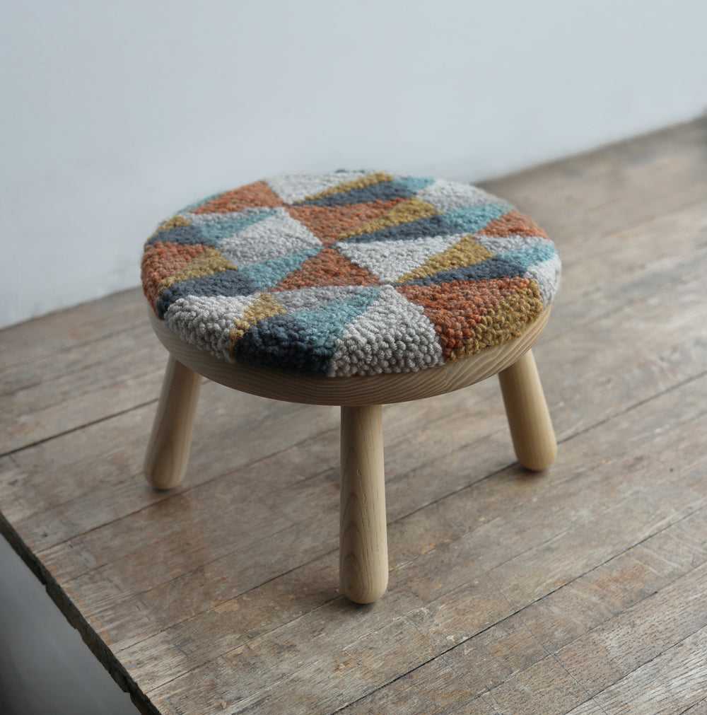 WOOD STOOL no.6 with punch needle top