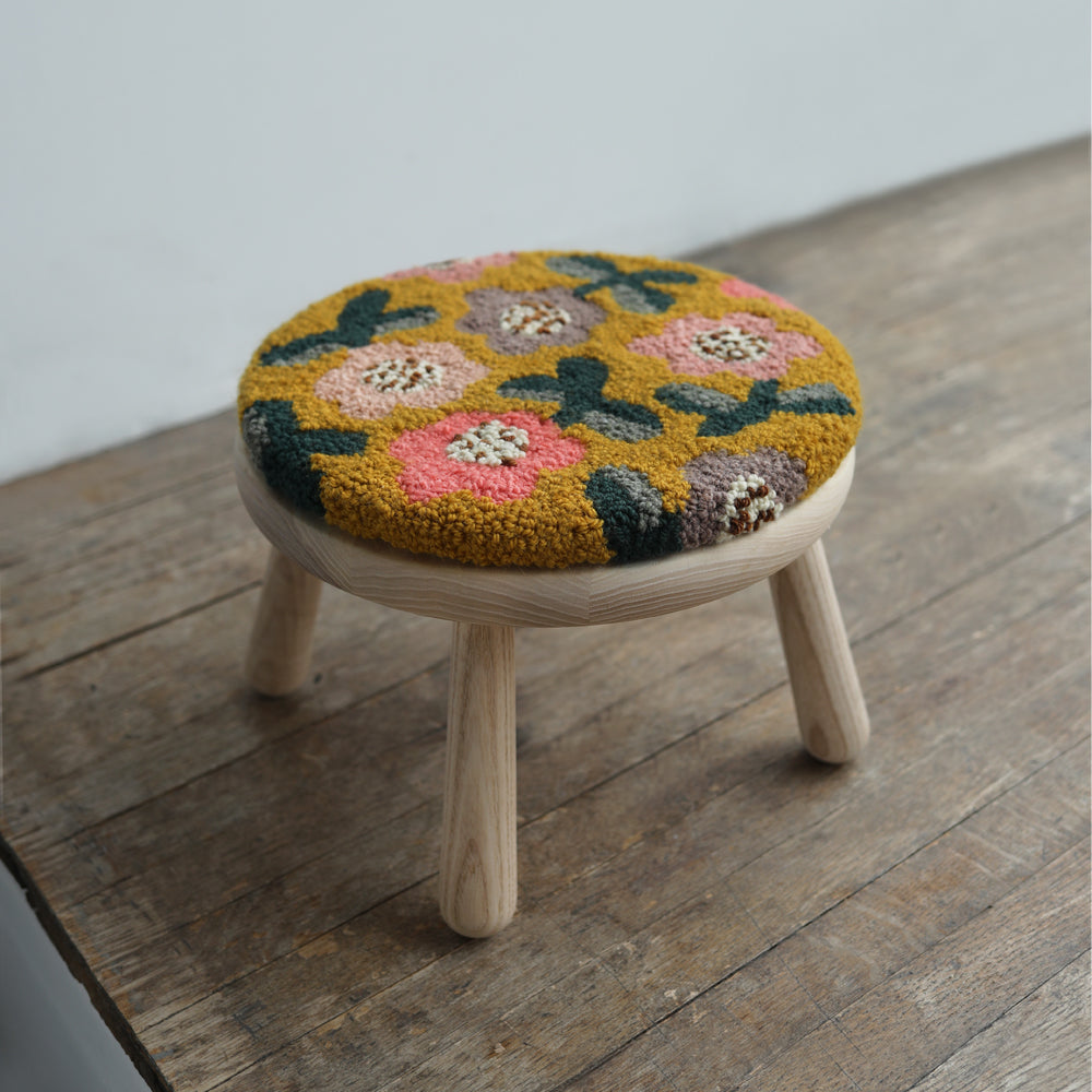 WOOD STOOL no.4 with punch needle top