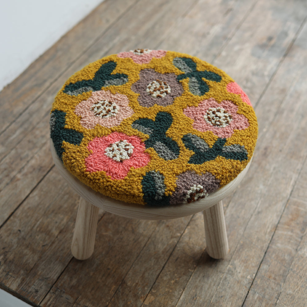 WOOD STOOL no.4 with punch needle top