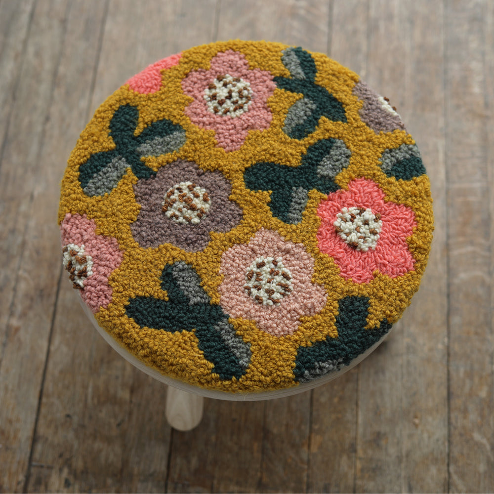 WOOD STOOL no.4 with punch needle top