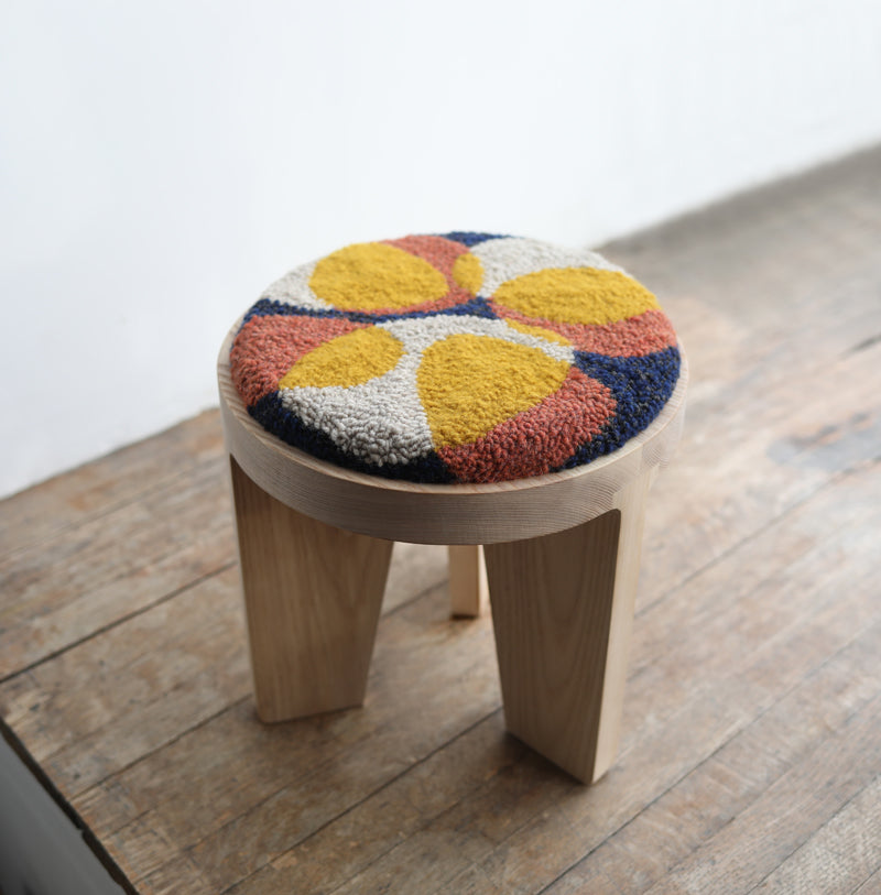 wood stool 1 with punch needle top