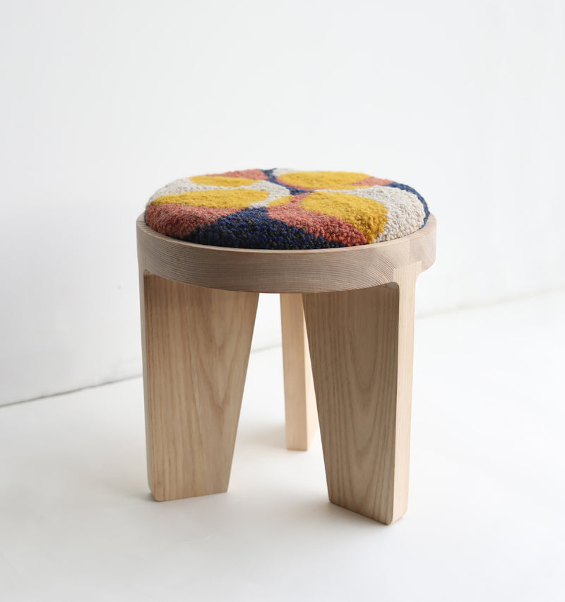 wood stool 1 with punch needle top