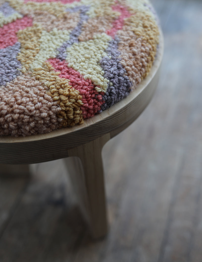 wood stool 2 with punch needle top