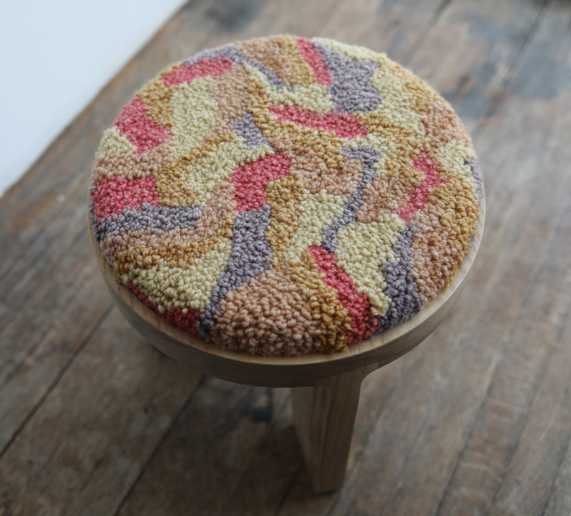 wood stool 2 with punch needle top