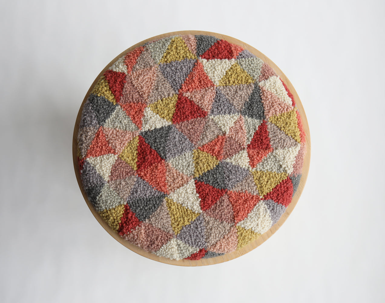 wood stool 4 with punch needle top