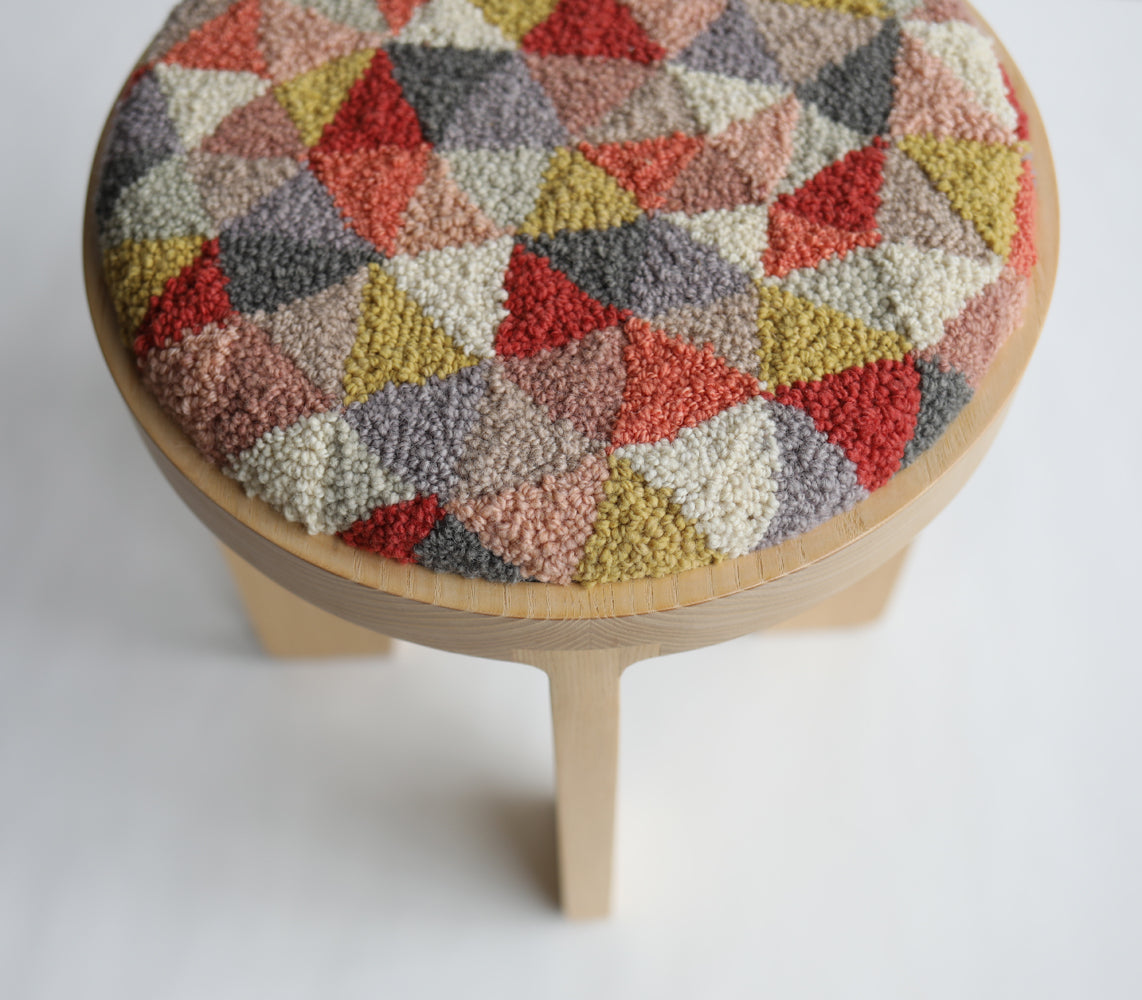 wood stool 4 with punch needle top