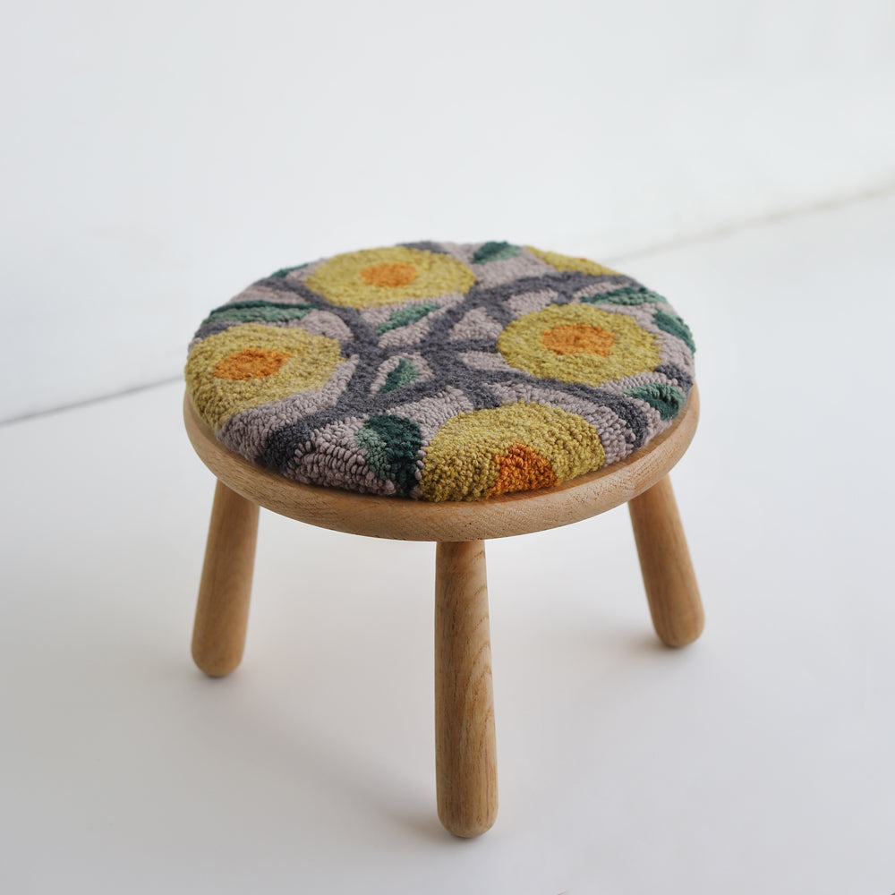 WOOD STOOL no.3 with punch needle top