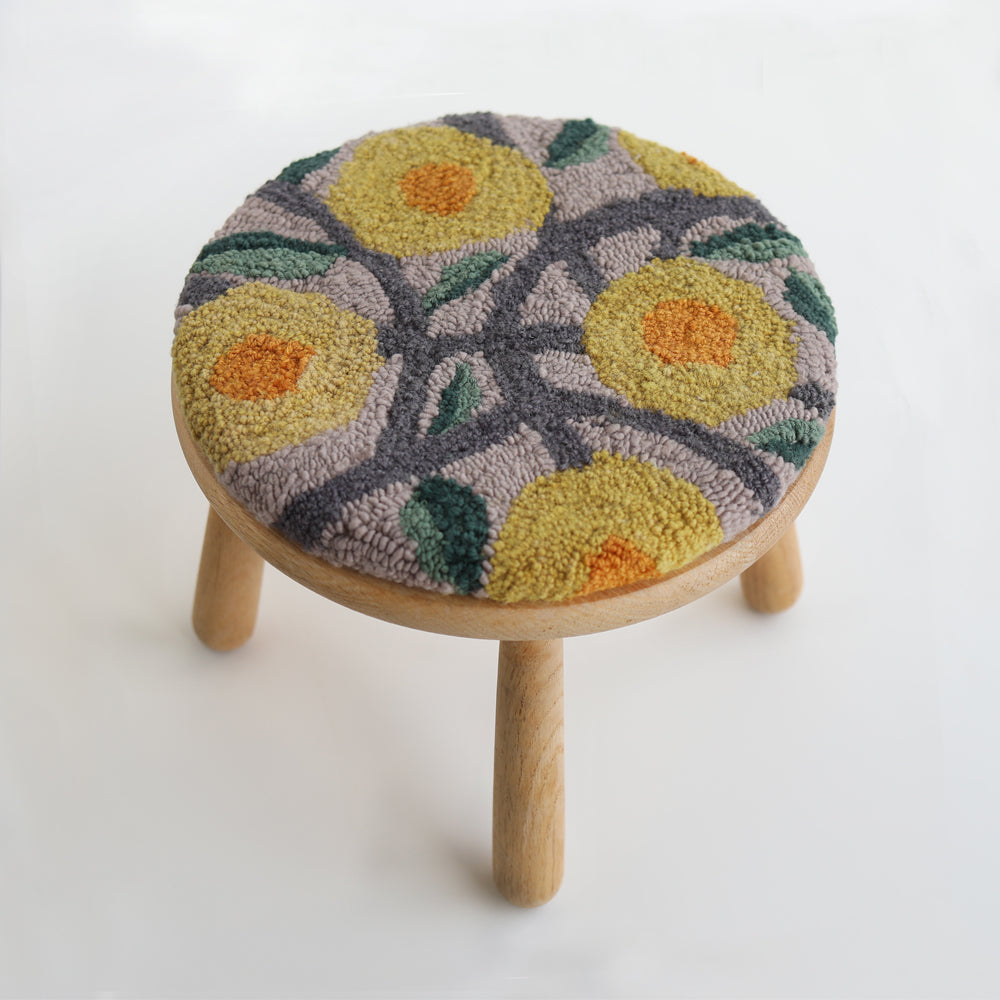 WOOD STOOL no.3 with punch needle top