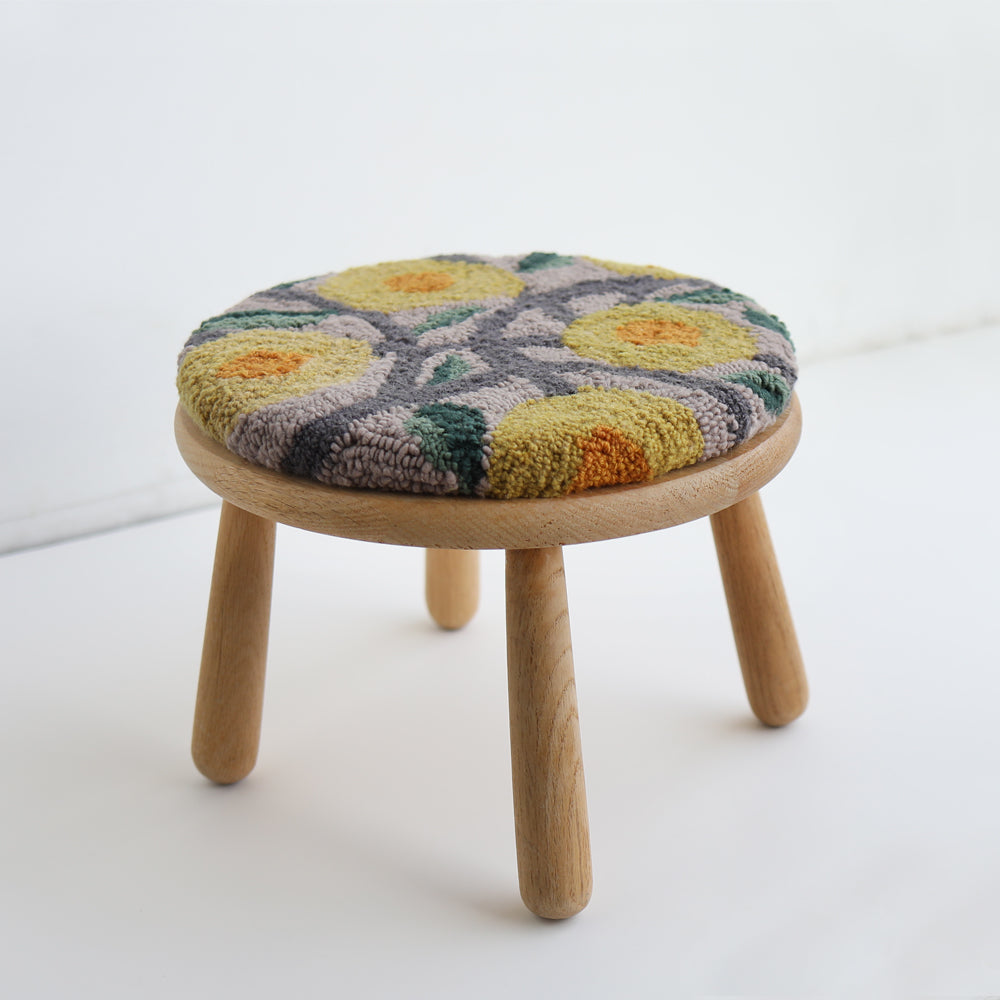 WOOD STOOL no.3 with punch needle top