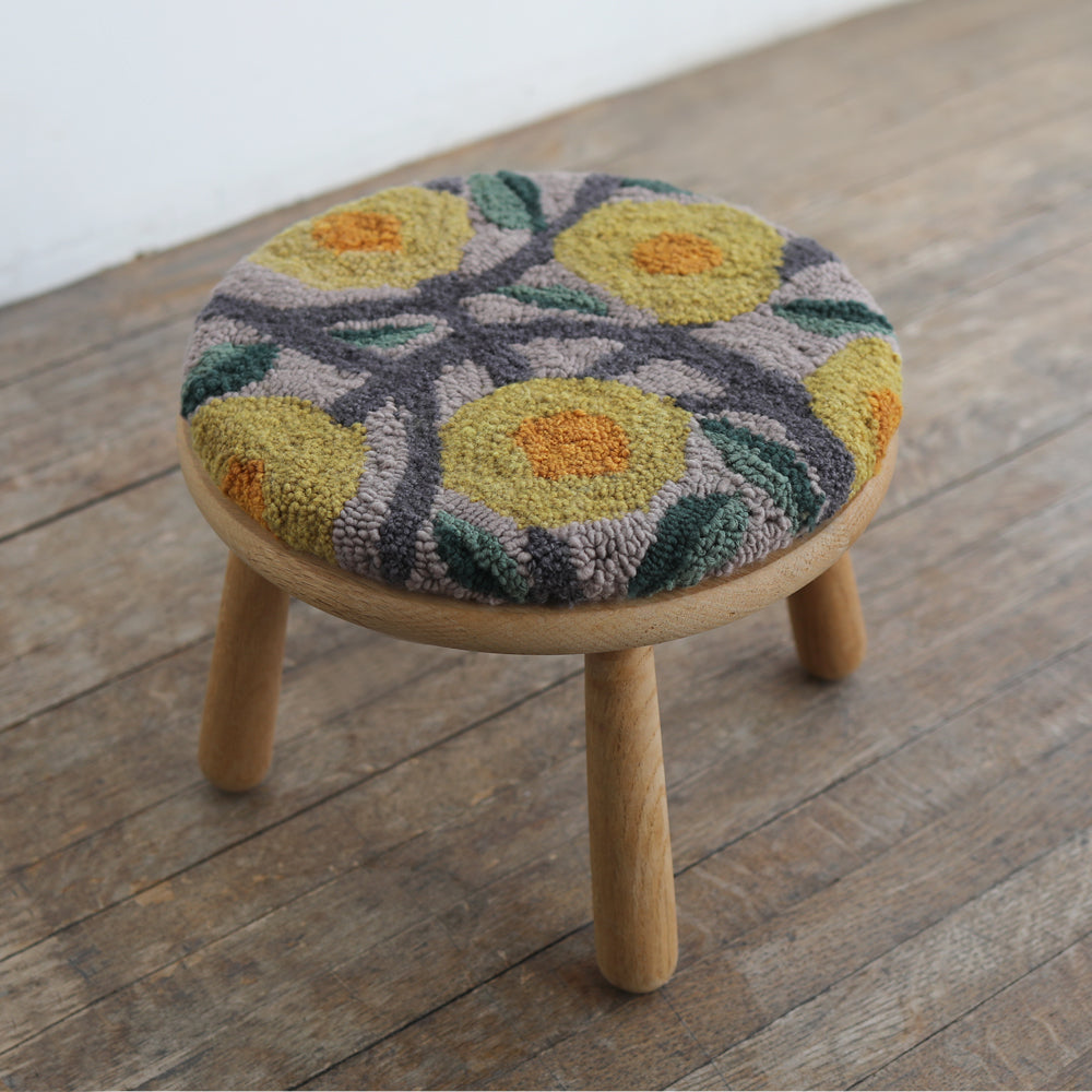 WOOD STOOL no.3 with punch needle top