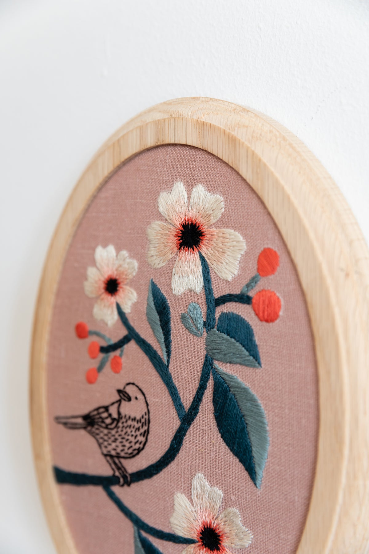Bird/flower oval wall art