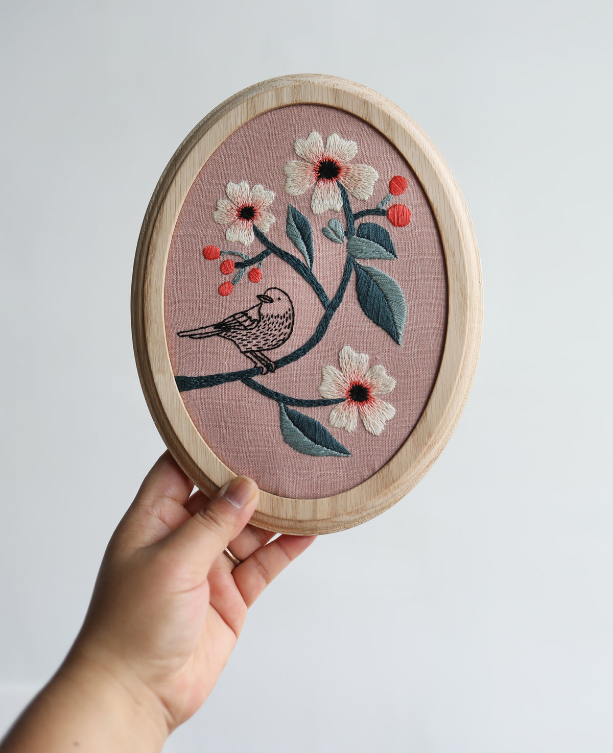 Bird/flower oval wall art