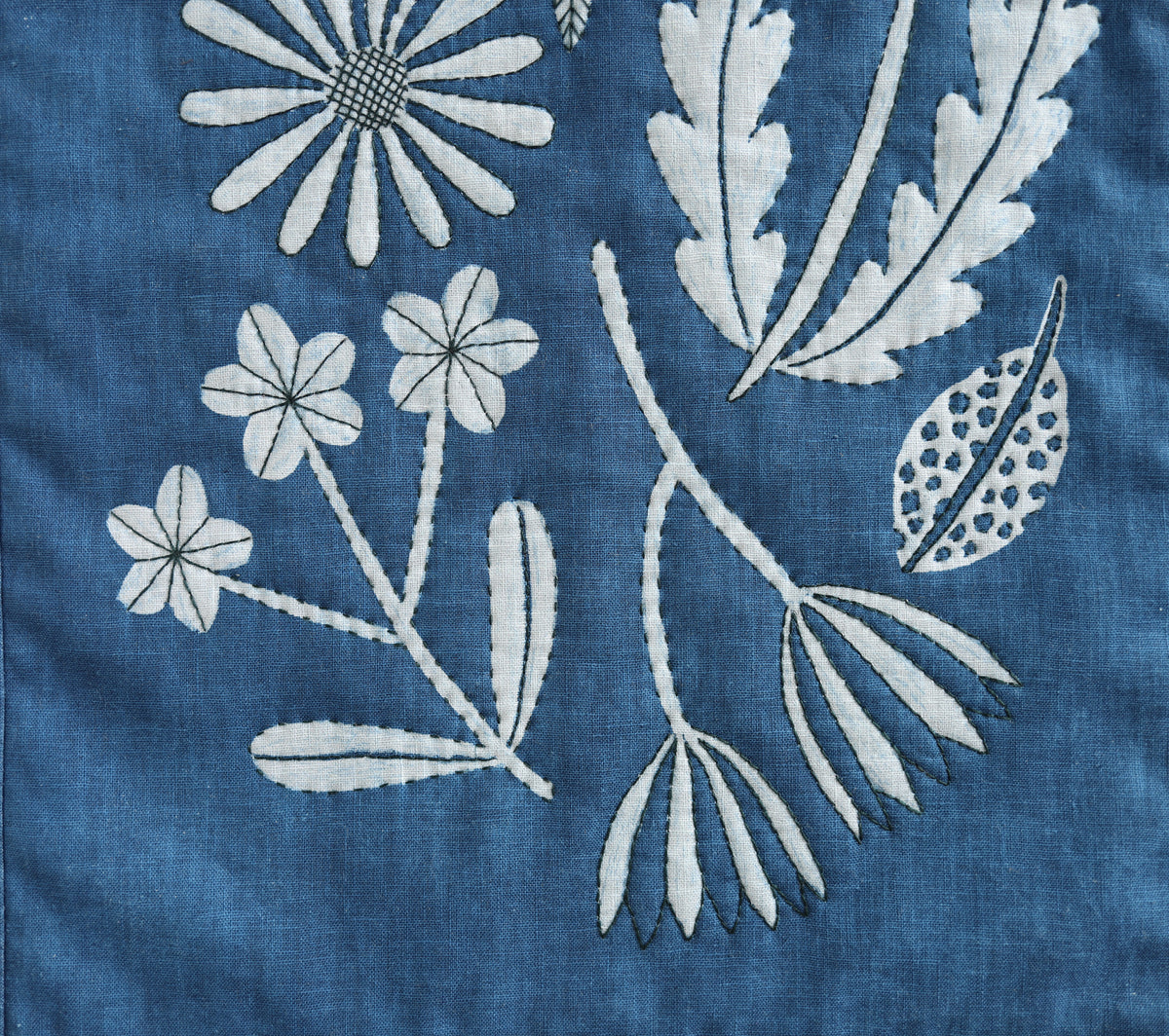 WHOLE CLOTH QUILT - indigo flora no.6