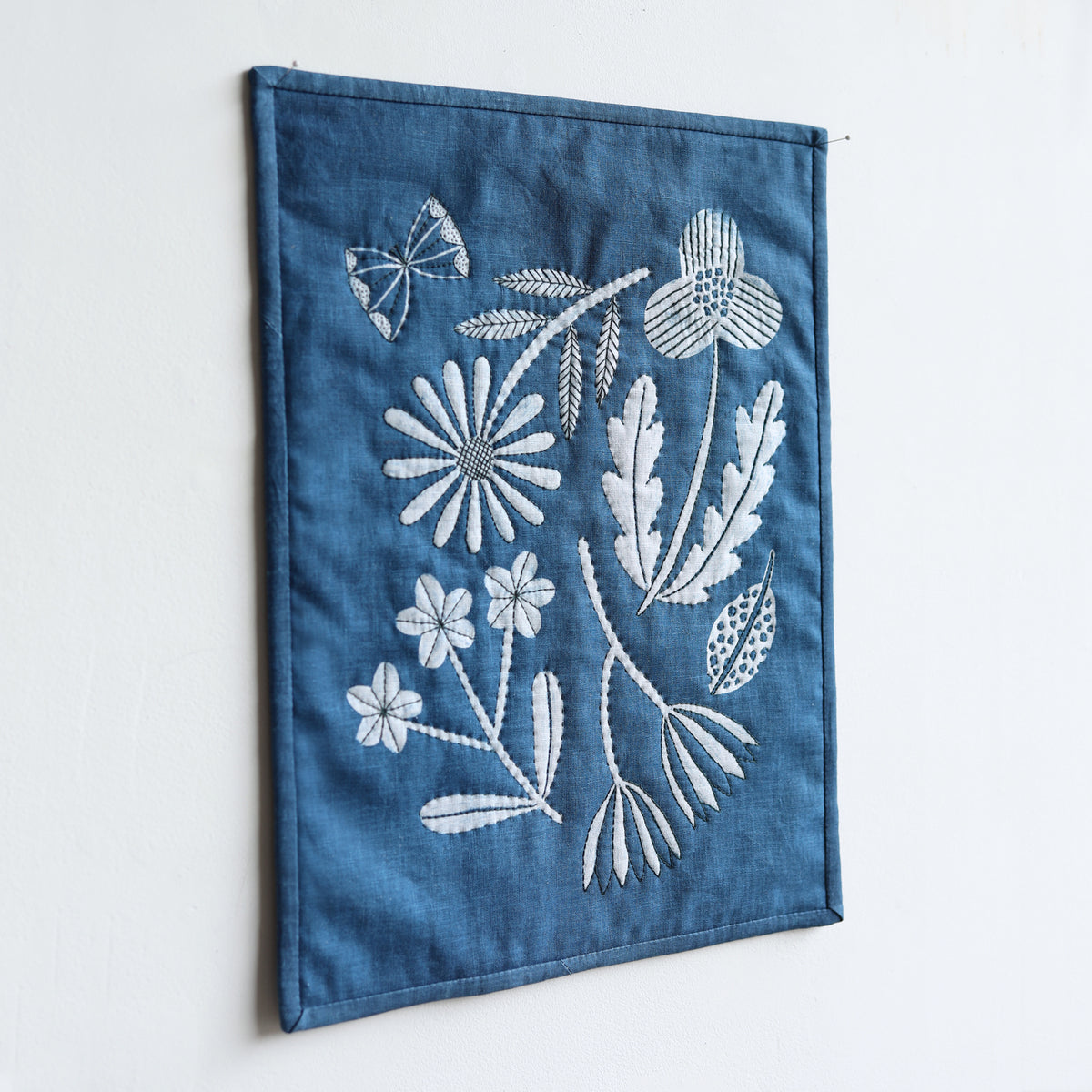 WHOLE CLOTH QUILT - indigo flora no.6