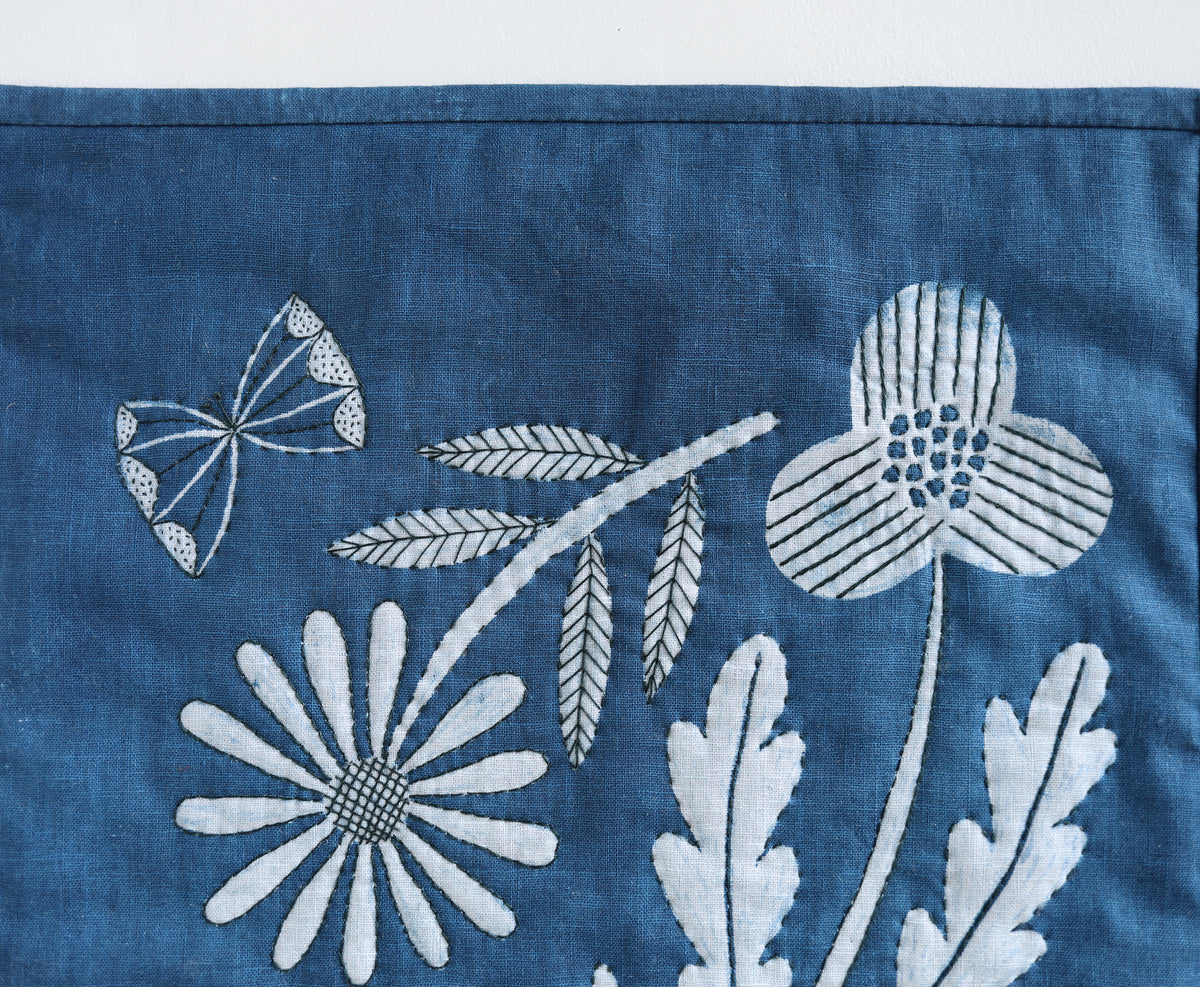 WHOLE CLOTH QUILT - indigo flora no.6
