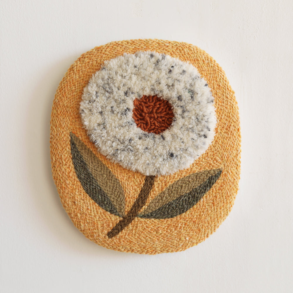 Punch Needle wall art - white flower – bookhou