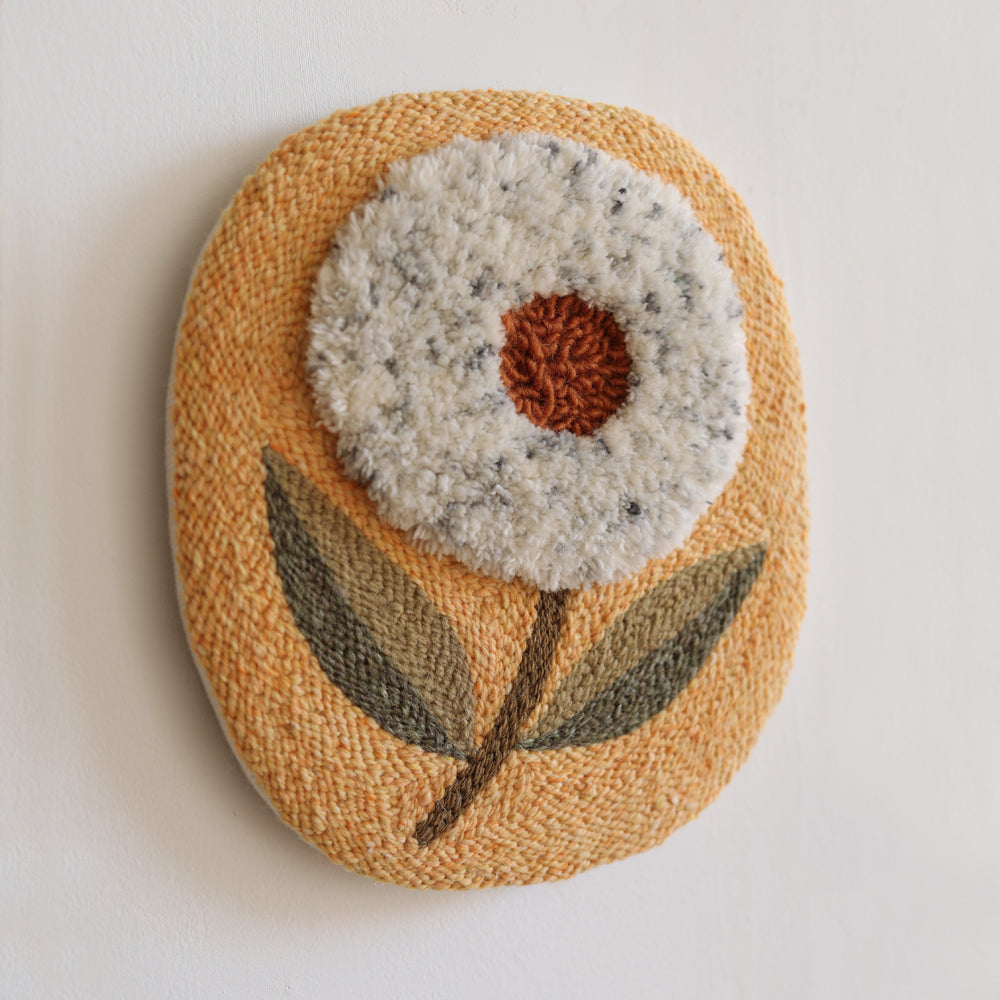 Punch Needle wall art - white flower – bookhou