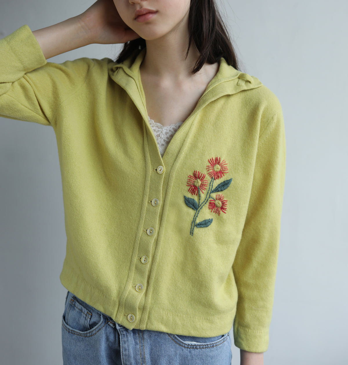 SWEATER - flower yellow