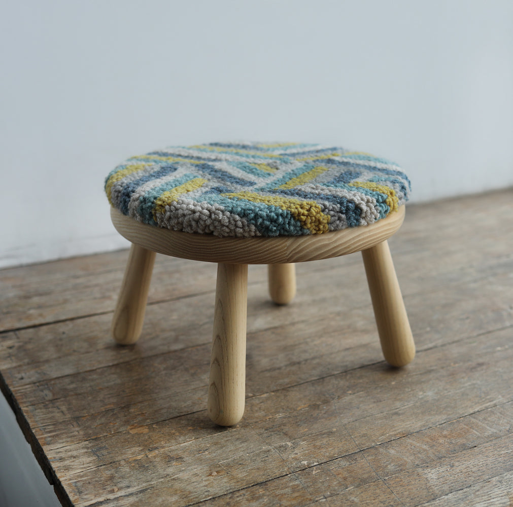 WOOD STOOL no.5 with punch needle top