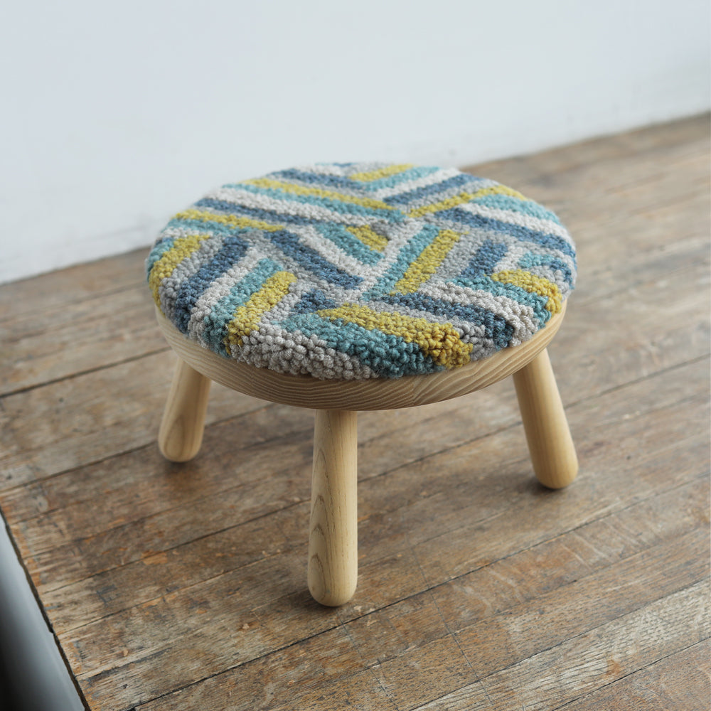 WOOD STOOL no.5 with punch needle top