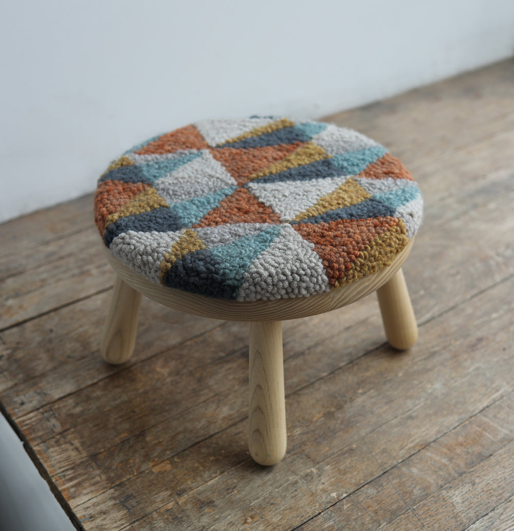 WOOD STOOL no.6 with punch needle top