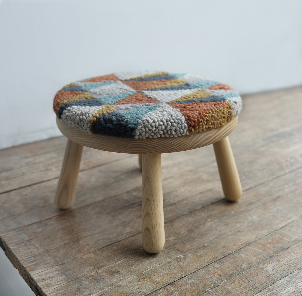 WOOD STOOL no.6 with punch needle top