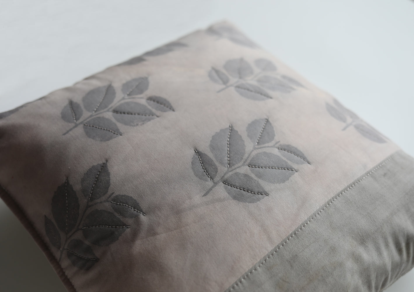 PILLOW - block printed leaf