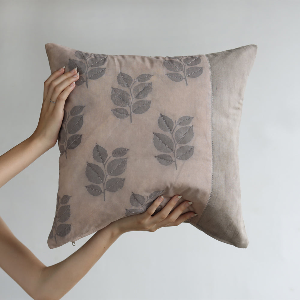 PILLOW - block printed leaf