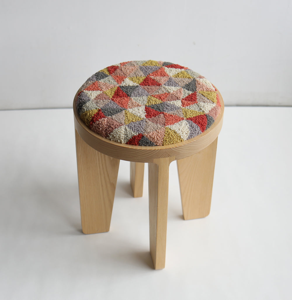 wood stool 4 with punch needle top